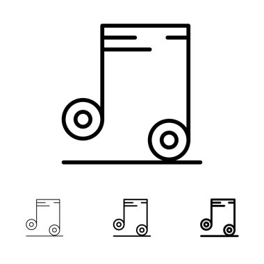 Müzik, Ses, Okul Kalın ve ince siyah çizgi simge seti