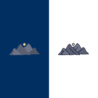 dağ, manzara, tepe, doğa, sahne Düz Renk Simge Vektör