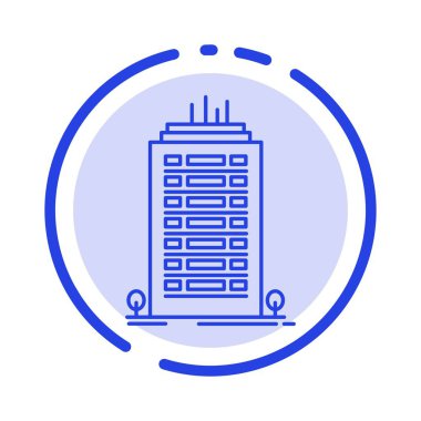 Bina, Ofis, Gökdelen, Mavi Noktalı Satır Simgesi