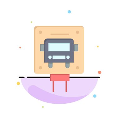 Otobüs, Durak, İşaret, Genel Soyut Düz Renk Simgesi Şablonu