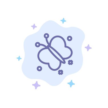 Kelebek, Sinek, Bahar, Soyut Bulut Backg Üzerinde Güzellik Mavi Simge