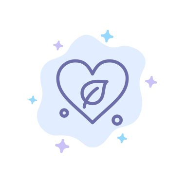 Kalp, Yeşil, Dünya, Soyut Bulut Arka Plan Üzerinde Mavi Simge Kaydet