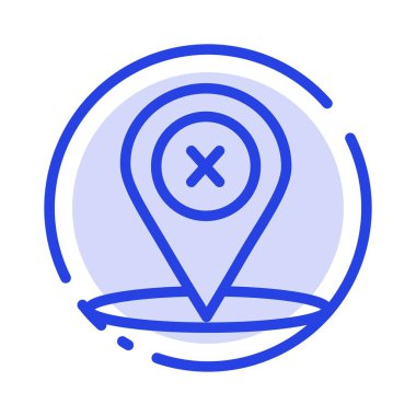 Konum, gezinme, yer, mavi noktalı çizgi çizgisi simgesi Sil