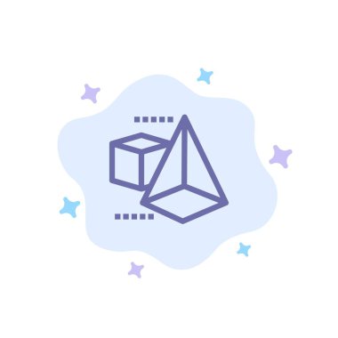 3dmodel, 3d, Kutu, Soyut Bulut Backgroun Üzerinde Üçgen Mavi Simge