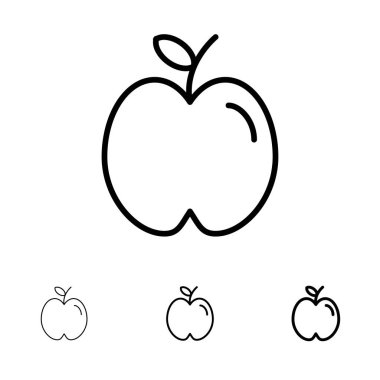 Apple, Education, School, Study Kalın ve ince siyah çizgi simgesi se