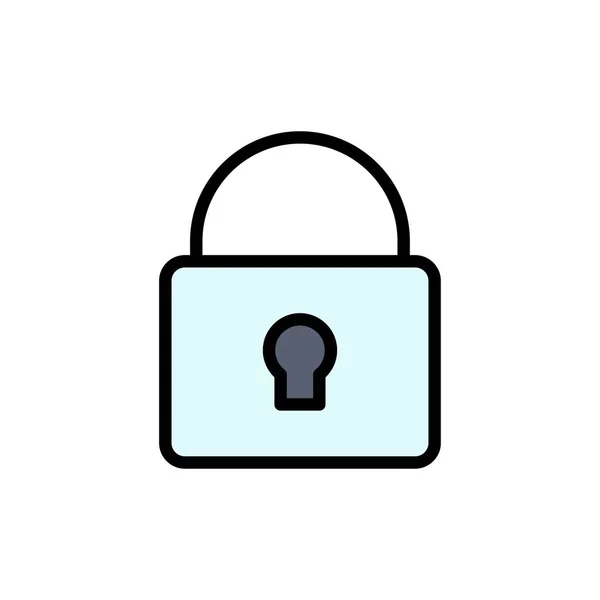 Lock, Security, Locked, Login  Flat Color Icon. Vector icon bann — Stock Vector