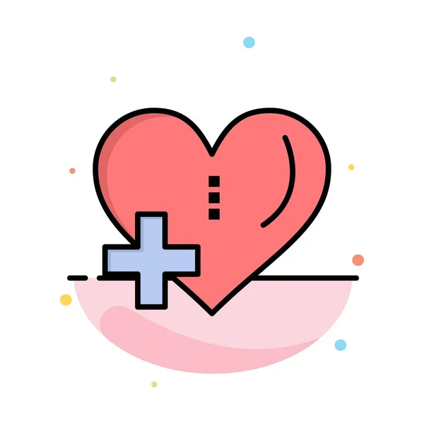 Corazón, Amor, Añadir, Además de Plantilla de icono de color plano abstracto — Vector de stock