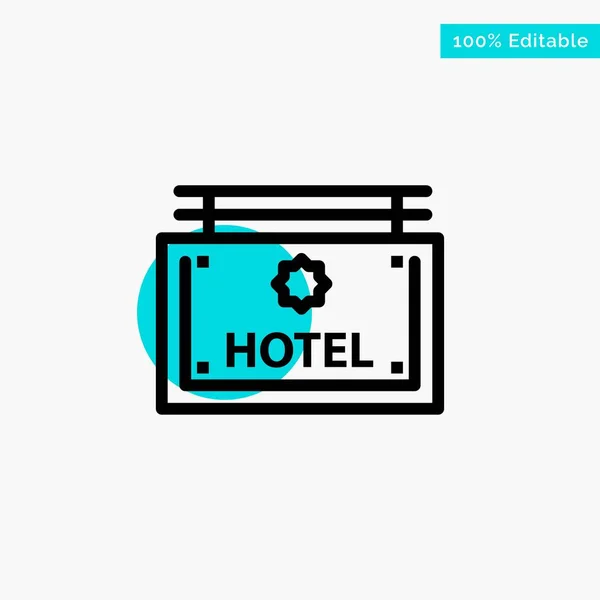 Hotel, Sign, Board, Direction turquoise highlight circle point V — Stock Vector