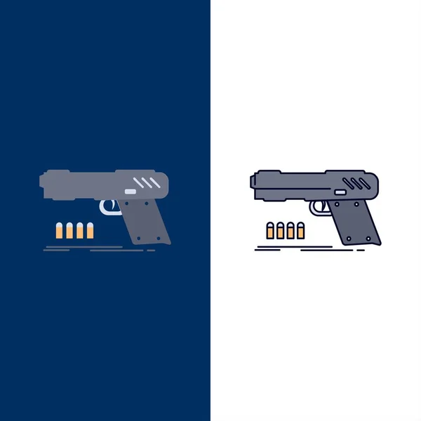 Gun, handgun, pistol, shooter, weapon Flat Color Icon Vector — Stock Vector