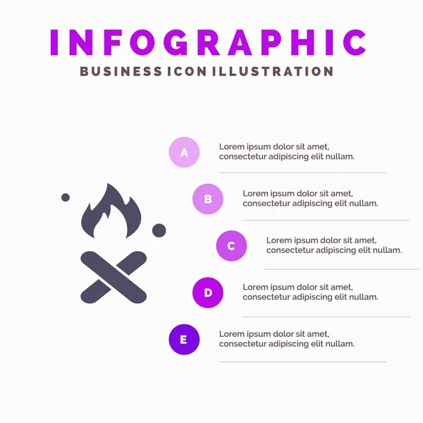 Quemadura, fuego, basura, contaminación, humo Infografías de iconos sólidos 5 — Archivo Imágenes Vectoriales
