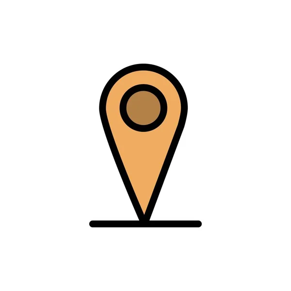 Localização, Mapa, Pin Flat Color Icon. Modelo de banner de ícone de vetor —  Vetores de Stock