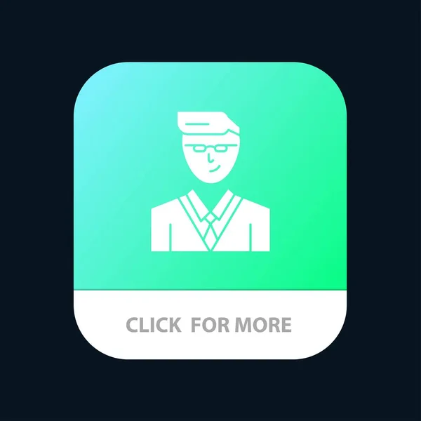 Muž, uživatel, manažer, student Mobile App tlačítko. Android a iOS G. — Stockový vektor