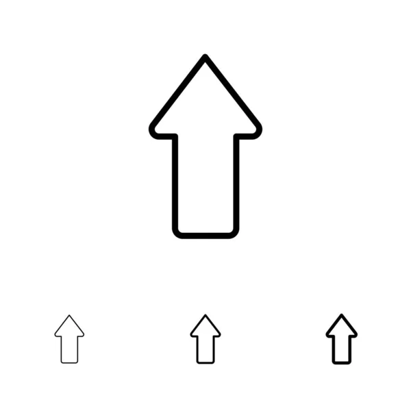 Pfeil, Pfeile, nach oben, laden fett und dünne schwarze Linie Icon-Set — Stockvektor