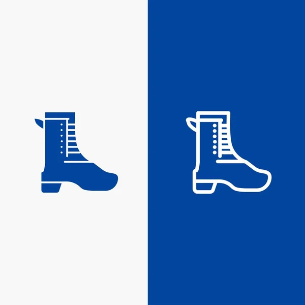 Aktivitás, futás, cipő, tavaszi vonal és Glyph Solid ikon kék b — Stock Vector