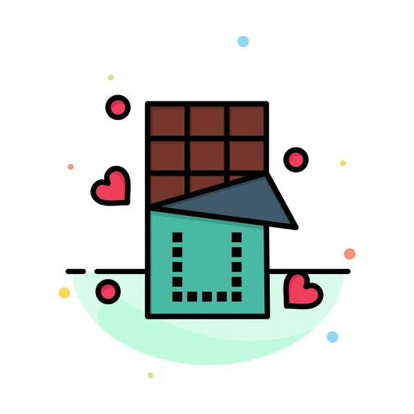 Chocolate, Amor, Alimentos, Sweet Abstract Flat Color Icon Template — Vetor de Stock
