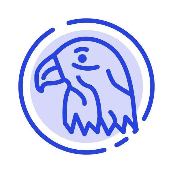 Djur, fågel, örn, USA blå streckad linje linje ikon — Stock vektor