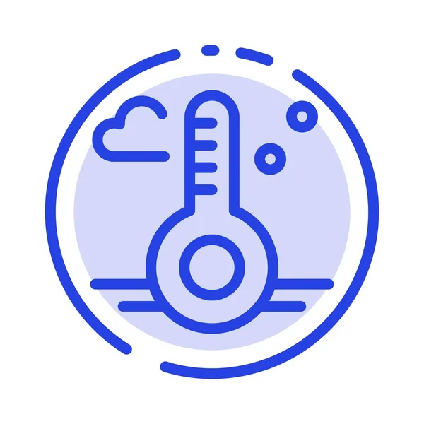 Temperatura, termómetro, tiempo, línea punteada azul de primavera — Archivo Imágenes Vectoriales