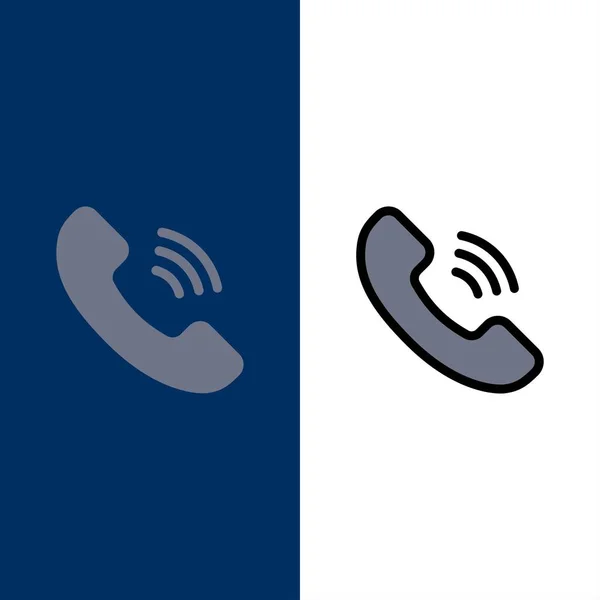 Anruf, Kommunikation, Telefon-Icons. flache und mit Linien gefüllte Symbole — Stockvektor