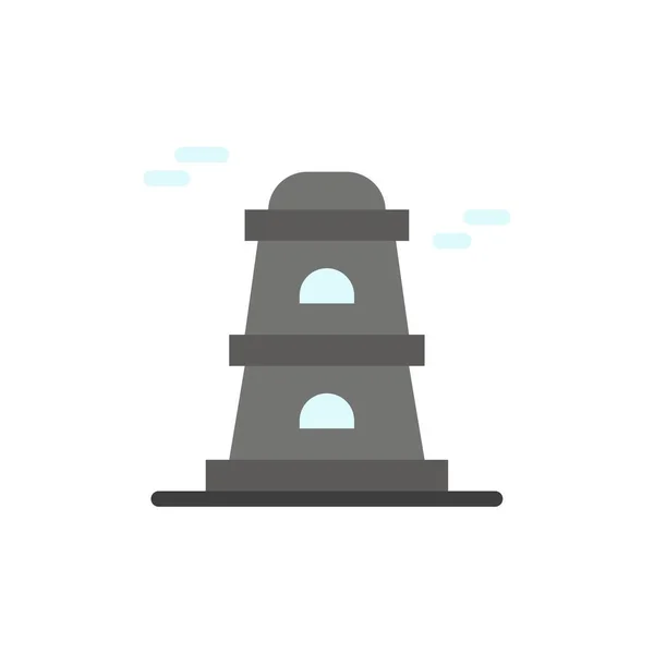 Observatório, Torre, Torre de Vigia Flat Color Icon. Proibição de ícone vetorial — Vetor de Stock