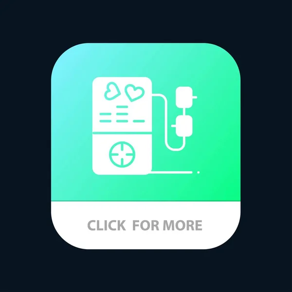 Mp3, Liebe, Herz, Hochzeit mobile App-Taste. android und ios gly — Stockvektor