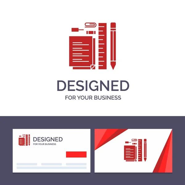 Δημιουργική επαγγελματική κάρτα και λογότυπο πρότυπο στάσιμος, μολύβι, πένα — Διανυσματικό Αρχείο