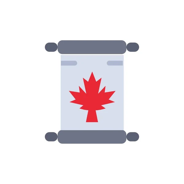 Hinweis, Herbst, Kanada, Blatt flache Farbe Symbol. Banner mit Vektorsymbol — Stockvektor