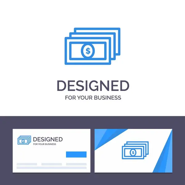 Креативна візитна картка та шаблон логотипу Долар, гроші, вектор готівки — стоковий вектор