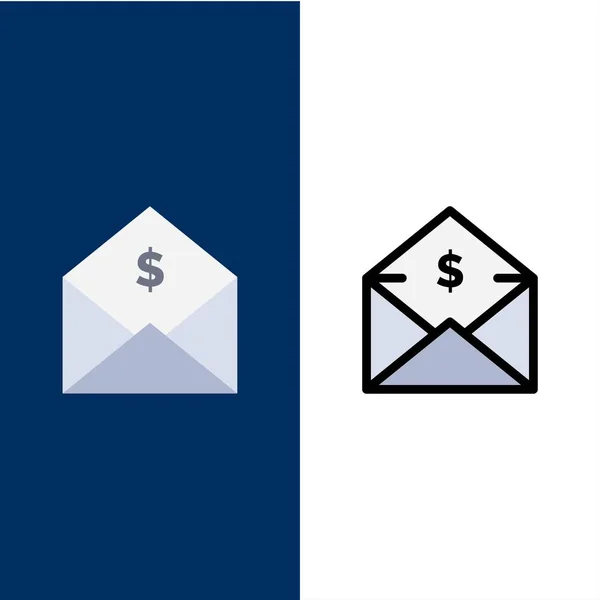 Dollar, post, pengar, pengar-Beställ ikoner. Flat och Line fyllda IC — Stock vektor