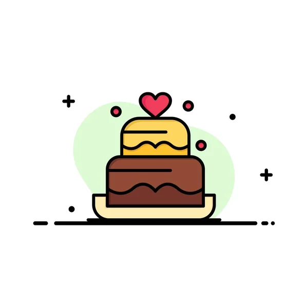 Gâteau, Amour, Coeur, Mariage Business Flat Line Icône remplie Vecto — Image vectorielle
