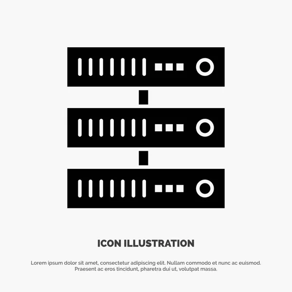 Informatique, Données, Stockage, Réseau Solid Black Glyph Icon — Image vectorielle