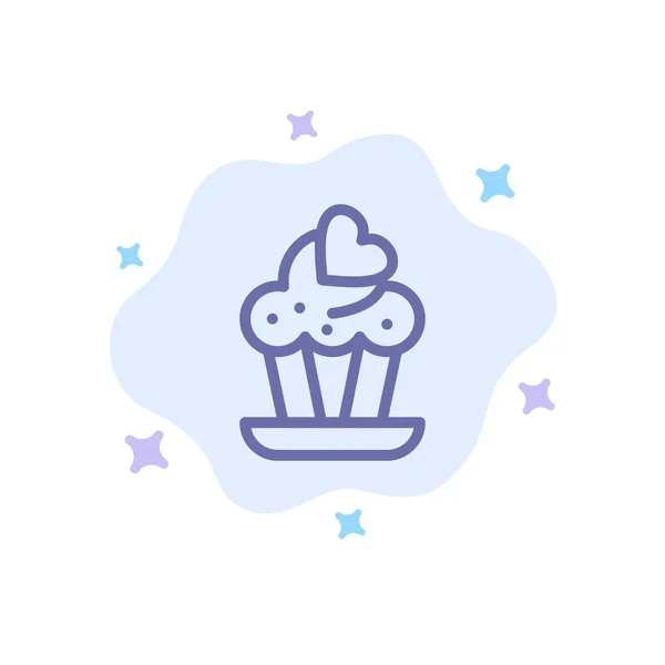 Cupcake, Gâteau, Love Blue Icône sur fond de nuage abstrait — Image vectorielle