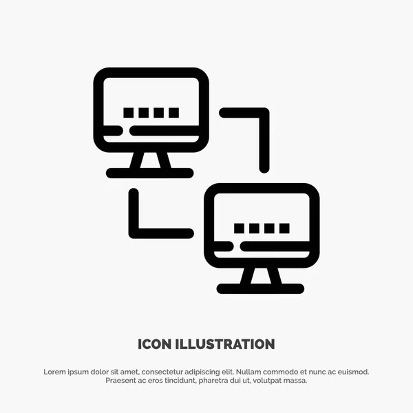 Computador, Rede, Computação, Computadores Vector Line Icon — Vetor de Stock