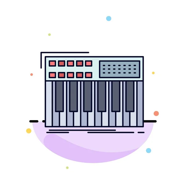 Синтезатор, клавіатура, міді, синтезатор, піктограма плоского кольору — стоковий вектор
