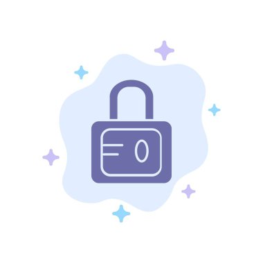 Kilit, Okul, Soyut Bulut Arka Plan Üzerinde Çalışma Mavi Simge