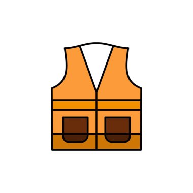 Yelek, Ceket, Emek, İnşaat, Onarım Düz Renk Simgesi. Vec