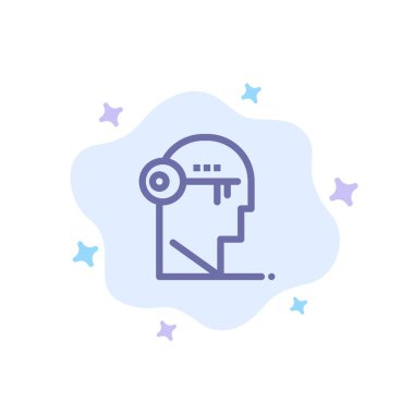 Beyin, Anahtar, Kilit, Zihin, Soyut Bulut Backg Mavi Simge Kilidini