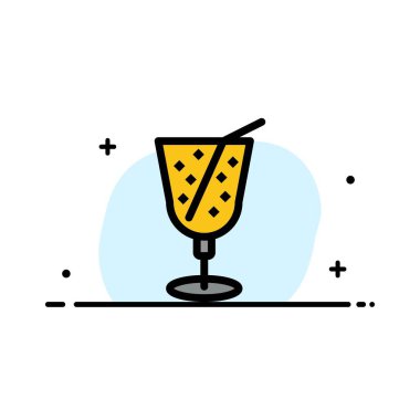 Plaj, İçecek, Meyve Suyu İş Düz Hat Dolu Simge Vektör Banne