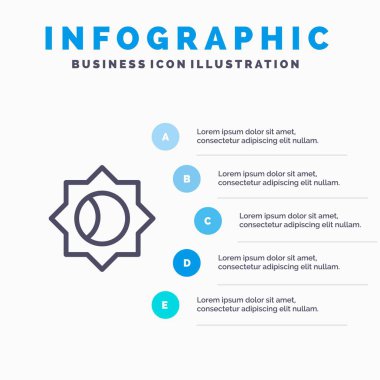 5 adımlı sunum infograph ile Temel, Ayar, Ui Line simgesi