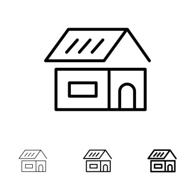 Bina, yapı, Inşaat, ev Bold ve ince siyah çizgi ico