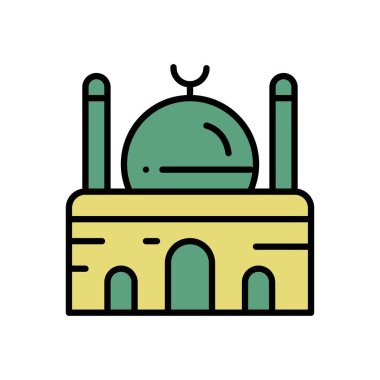 Ramazan simgeleri. Müslüman İslam dua ve ramazan kareem ince çizgi 