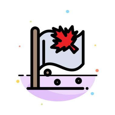 Bayrak, Kanada, Yaprak, İşaret Soyut Düz Renk Simgesi Şablonu