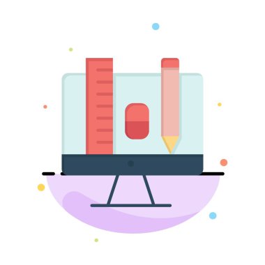 Bilgisayar, Eğitim, Ölçek, Kalem Soyut Düz Renk Simgesi Temp