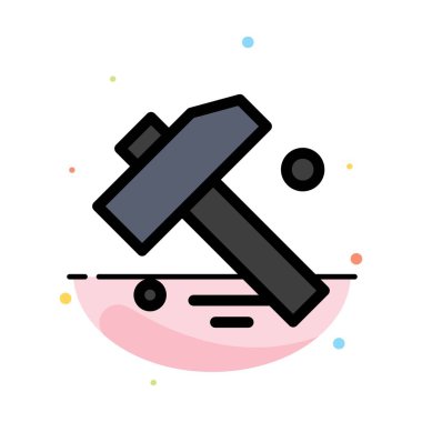 İnşaat, Çekiç, Araç Soyut Düz Renk Simgesi Şablonu