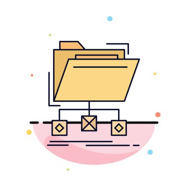 yedekleme, veri, dosya, klasör, ağ Düz Renk Simgesi Vektör