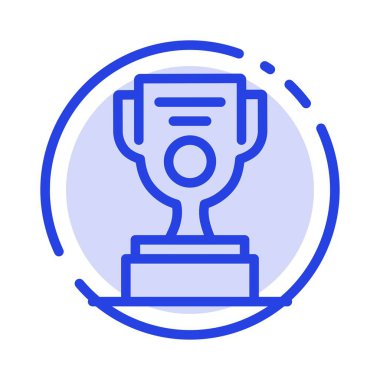 İş, Işçi, ödül, kupa mavi noktalı çizgi çizgisi simgesi