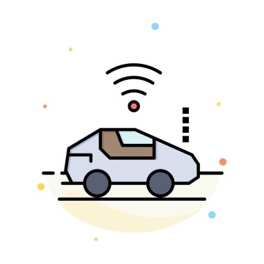 Otomatik, Araba, WiFi, sinyal soyut düz renk simge şablonu
