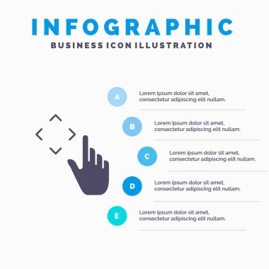 Parmak, Yukarı, Jestler, Katı Simge Infographics 5 Adımlar Prese Taşı