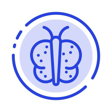 Hayvan, Kelebek, Paskalya, Doğa Mavi Noktalı Çizgi Hattı Simgesi