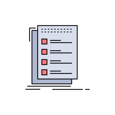 Düz Renk Simgesi Vektörü yapmak için kontrol, kontrol listesi, liste, görev