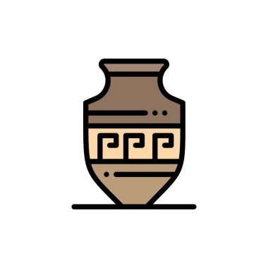 Amphora, Antik Kavanoz, Yunanistan, Jar Düz Renk Simgesi. Vektör simgesi 